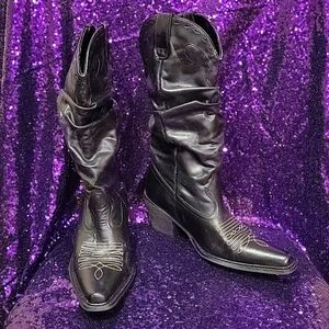 Saddle Black Leather Steve Madden cowboy boots